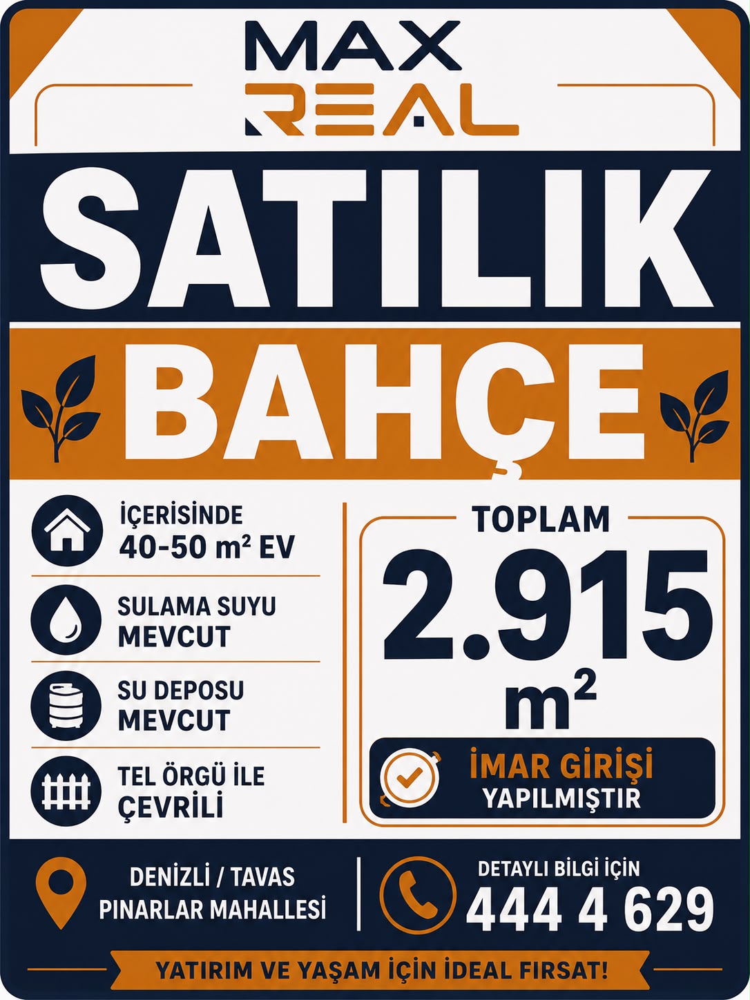 TAVAS PINARLAR MAH. İÇİNDE EV BULUNAN DEPOLU TEL ÖRGÜ ÇEKİLİ BAHÇE! SULAMA SUYU MEVCUT!